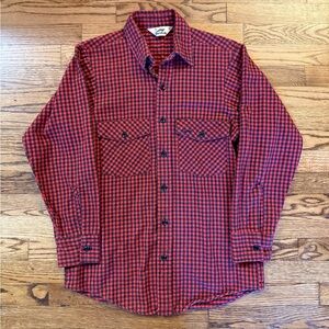 Vintage Duxbak Flannel Plaid Classic Red & Black Button-Down Shirt Medium M